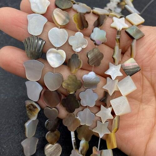 Natural Black Shell Beads Handmade Necklace Pendant Ladies Jewelry Semi-finished Products Wholesale Accessories Star Shape