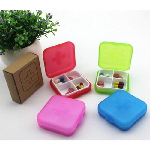 By ems or dhl 200PCS Folding Vitamin Medicine Drug Pill Box Makeup Storage Case Container 4 Slot Case Storage