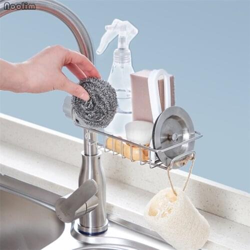 Stainless Steel Sink Hanging Storage Rack Sponge Brush Storage Holder Sponge Bathroom Kitchen Drain Shelf Dishcloth Organizer