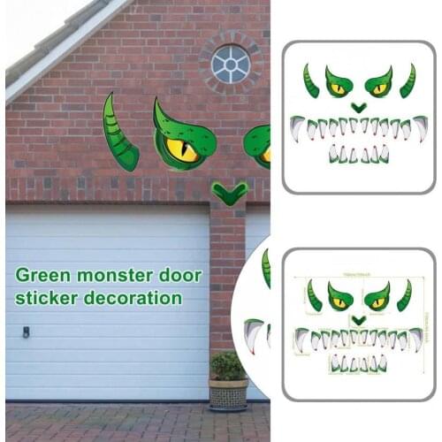 Portable Good Green Monsters Door Decorations Sticker PVC Halloween Sticker Vibrant Color for Dorm