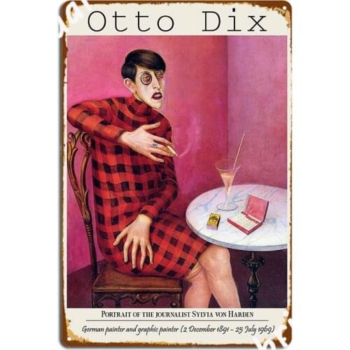 Portrait Of The Journalist Sylvia Von Harden Wilhelm Heinrich Otto Dix Metal Plaque Poster Custom Painting Décor Pub Garage