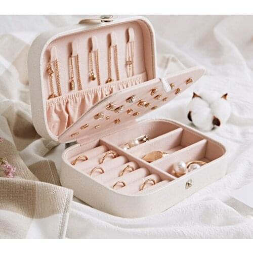 Simple Jewelry Box Storage Box Portable Leather With Earrings Board Jewelry Box Necklace Earrings Ring Multi-function
