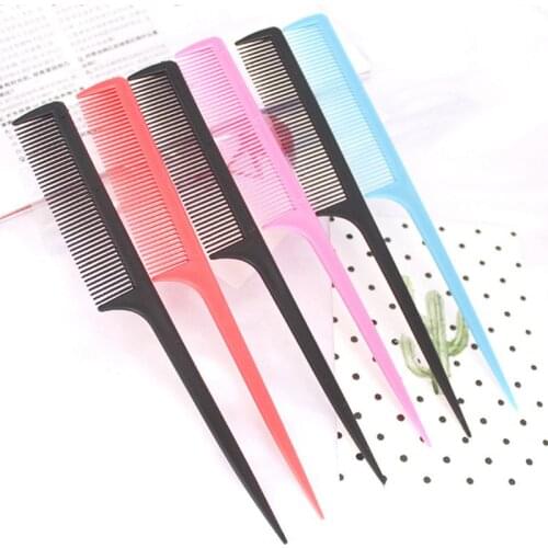 Drop Shipping 1PCS Plastic Thin Hair Trimmers Combs Tail for Hairdresser Makeup Tools for Women Hair Brush Random Color