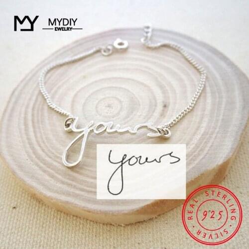 MYDIY 925 Sliver Handwriting Bracelet Custom Actual Handwriting Jewelry Signature Bracelet Memorial Personalized Keepsake Gift