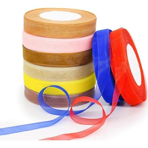 15mm Pink Organza Ribbon 45Meters/Roll DIY Craft Supplies Wedding Decoration Tapes Valentines Day Gift Wrapping Chiffon Ribbons