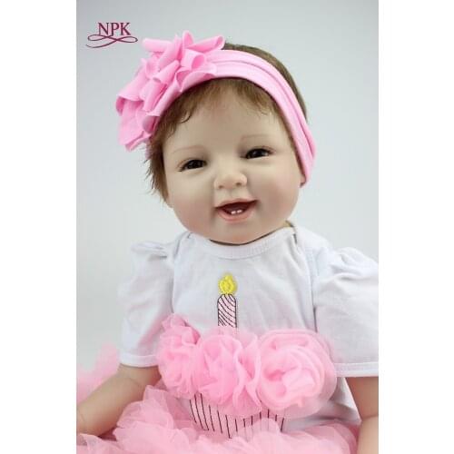 NPK 22' 55cm Silicone Baby Reborn Dolls With Cotton Body Dressed in Nice Sweater Lifelike Doll Reborn Babies Toys for Girls