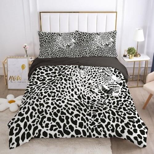 3D Duvet Quilt Cover Set Bedding Sets Bed Linens Pillowcase King Queen Full Double Size Zebra Leopard White Black Style