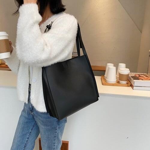 Popular Simple Female Daily Bag Fashion Solid Color Women Handbag Female Tote PU Leather Shoulder Shopping Bags For Women 2020