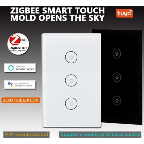 Zigbee WIFI Smart Touch Screen Light Switch 1/2/3 Gang TUYA US/EU Single Fire Wire Touch Wall Panel For Amazon Alexa Google Home