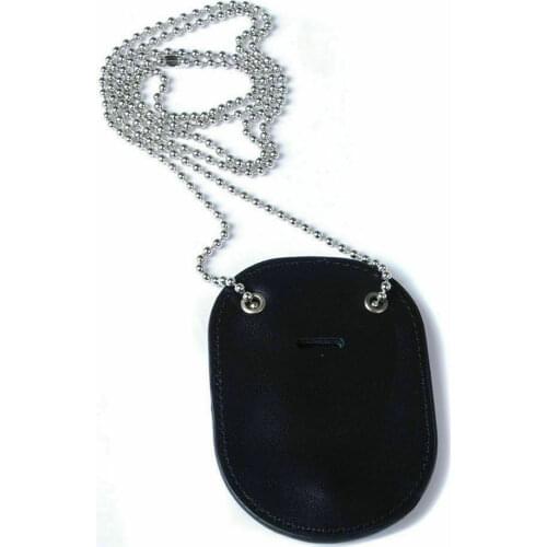 Tactics Black Leather Money Clip Badge Holder Universal With Metal Chain armyshop2008