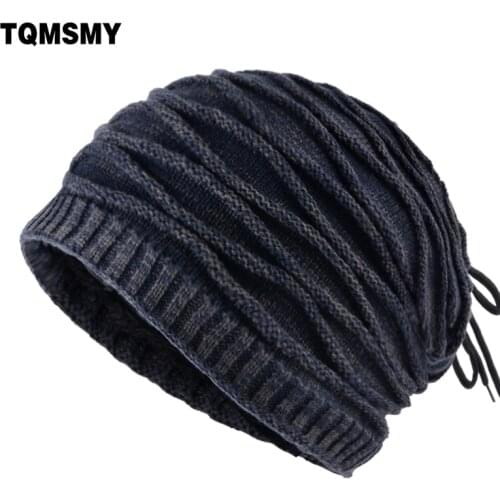 TQMSMY Knitted Wool hats for men winter beanies Thicker Masks cap mens Scarf dual purpose Bone Double Layer Skullies gorro