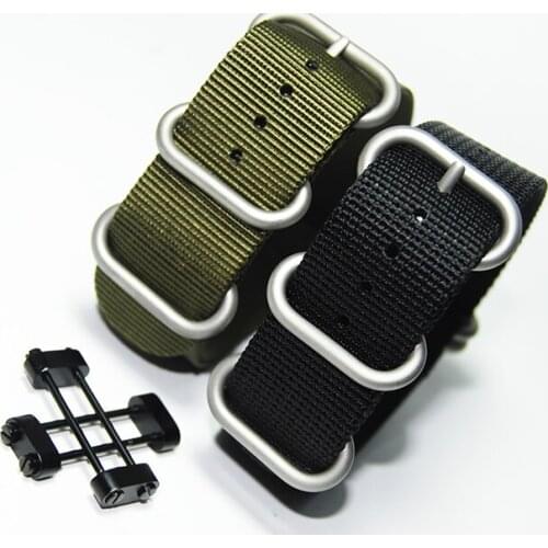 Green Black nato Strap Thicken Nylon Mens Watch Band+Adapters For Suunto Core Strap band