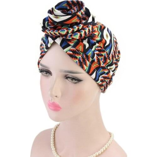 Women Turban Hat Bohemia Style Flower Hijab Caps Beanie Ladies Hair Accessories India Hat Muslim Scarf Cap Hair Loss Wholesale