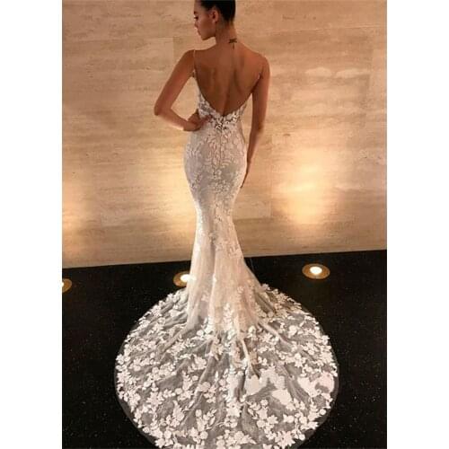 Woman Dress V-Neck Sling Sleeveless Extra Long Wedding Party Sexy Backless Lace Flower Floor-Length Female