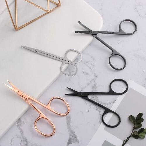 1PC Stainless Steel Eyebrow Trimmer Eyelashes Nose Hair Trimming Scissor Manicure Cutter Nail Mustaches Makeup Remove Tools