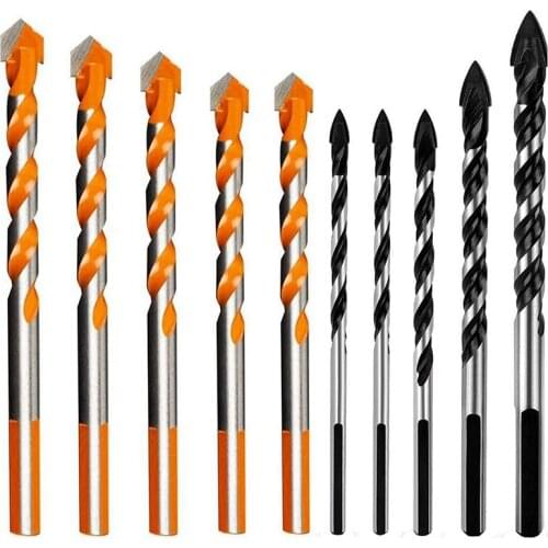 10PCS Drill Bit Set Carbide Twist Drill Triple-cornered Drill Bit for Porcelain Ceramic Tile Brick Glass Masonry