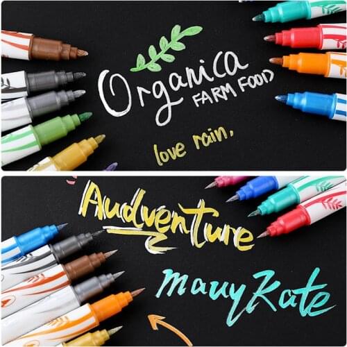 12 colors/set Dual Tips Metallic Marker Pearl Color Art Markers art metallic brush Pen twin Brush Marker Pen drawing pen set