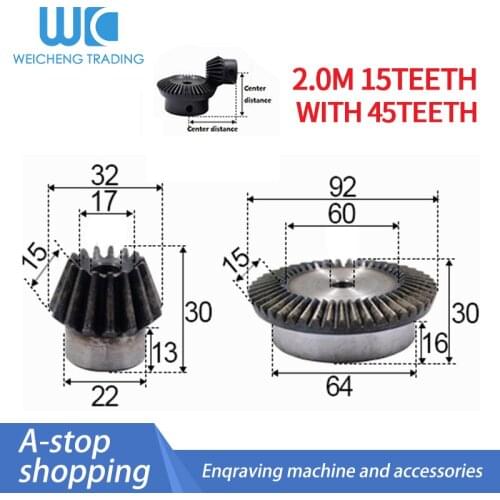 2pcs 1:3 Bevel Gear 2 Modulus 15 Teeth hole 8mm+ 45 teeth Inner diameter 10mm 90 Degree Drive Commutation Steel Gears