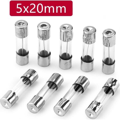 20PCS Fast Blow Glass Fuses 5x20 5*20mm 250V 0.1A 0.2A 0.5A 1A 2A 3A 4A 5A 6A 8A 10A 15A 20A 25A 30A AMP Tube Fuses