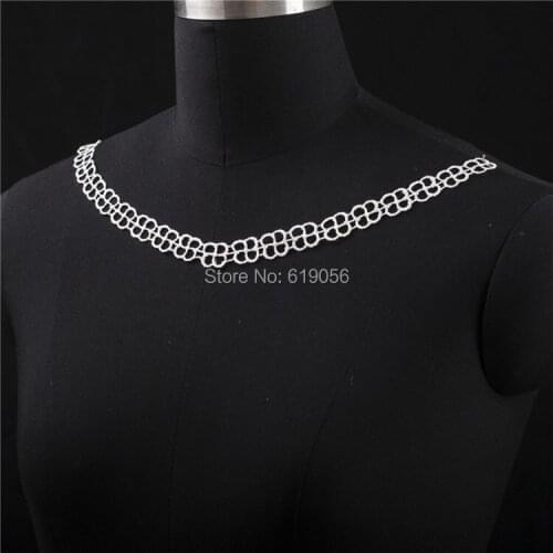 20 PCS LP-DC09 White polyester Embroidery Collar Venise Lace Flowers Neckline Applique Trim, lace fabric sewing supplies