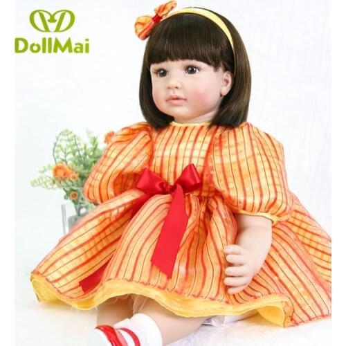 24"/60 cm lovely Bebes reborn vinyl Silicone Reborn Baby Toddler Princess Girl babyDoll Toys for Children birthday gift