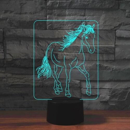 Horse 3D LED Night Lights Animal USB Desk Table Lamp Home Bedroom Decor Lighting 7 Colors Baby Sleep Atmosphere Lamp Kids Gifts