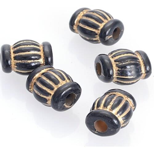 Miasol 50 Pcs Retro Vintage Fluted Corrugated Antique Design Stripe Oval Spacer Charms Beads For Diy Jewelry Making