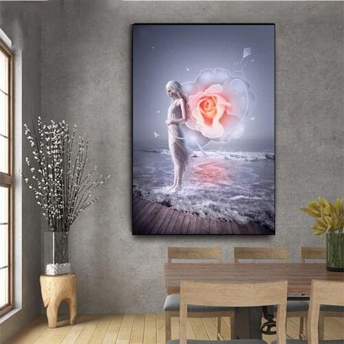 Diamond Embroidery Fairy Sea Rose 5D Cross Stitch Diamond Painting Rhinestone Full Square Round Drill Mosaic Wall StickerZP-4555