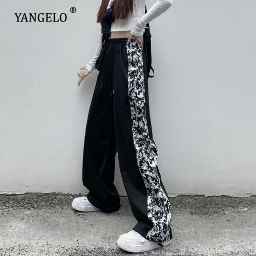 Harajuku Print Casual Pants Elastic Waist for Autumn Unisex Men and Women Streetwear Black Harem Pants Fashion Girls Trousers
