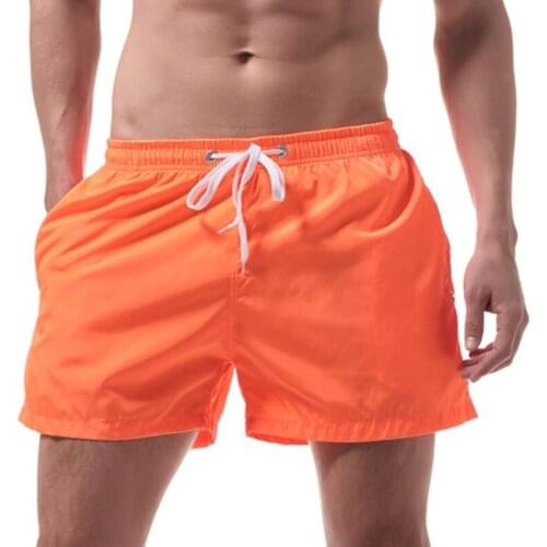 Quick Drying Trunks with Pockets Solid Color Drawstring Sunshade Breathable Swimming Fitness Beach Shorts Swimwear Sportswear