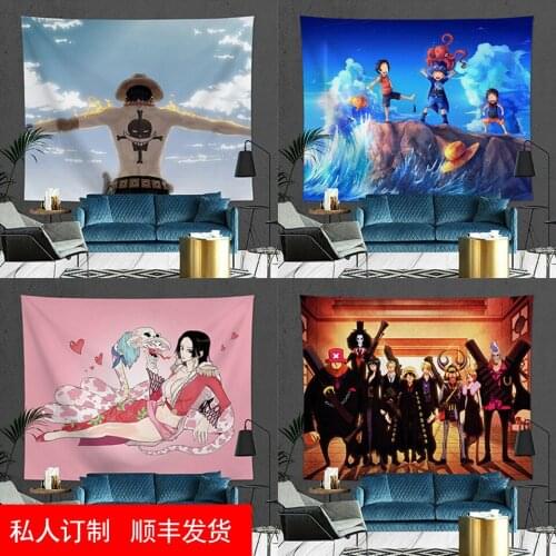 One Piece Tapestry Dormitory Background Japanese Cartoon Anime Peach Skin Bedroom Tapestry Luffy Wall Decor Cloth