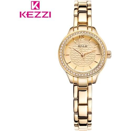 KEZZI Brand Retro Woman Watch Rhinestone Stainless Steel Waterproof Quartz Wristwatches Dress Watches Montre Femme