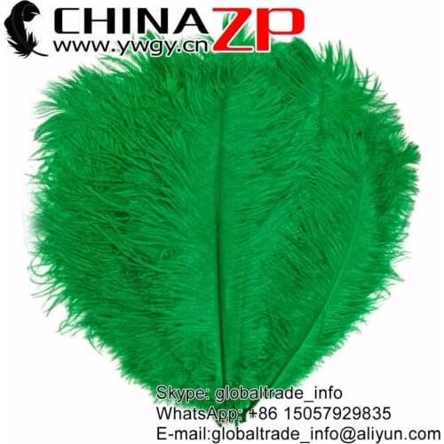 CHINAZP Factory 35-40cm(14-16inch) 200pcs/lot Good Quality Dyed Kelly Green Ostrich Drab Feathers for Mardi Gras