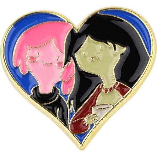 DB646 Cartoon Heart Metal Brooch Button Pin Denim Jacket Pin Jewelry Decoration Badge Clothing Lapel Pin Gift