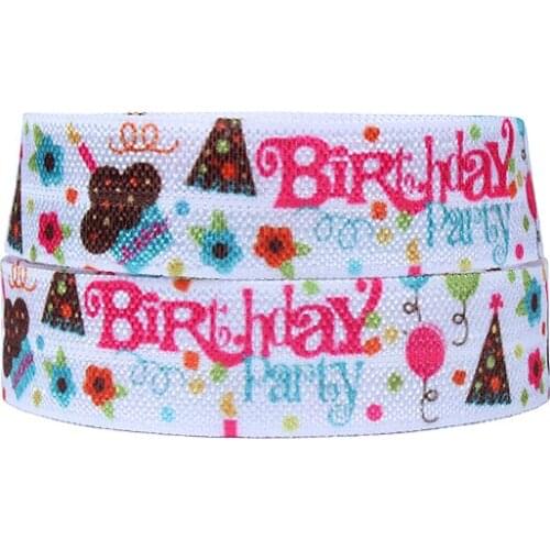 FLRA Elastic(100yards/lot) Wholesale birthday cake printed fold over elastic