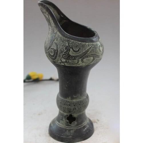 Exquisite Interesting Chinese Bronze Archaistic Auspicious Phoenix Designs Ornament Oil Lamp