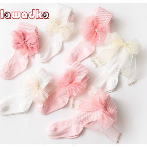 Lawadka New Spring Autumn Children Tights For Girls Cotton Knitted Princess Floral Kids Pantyhose Fashion Soft Leggings 6M-6Y