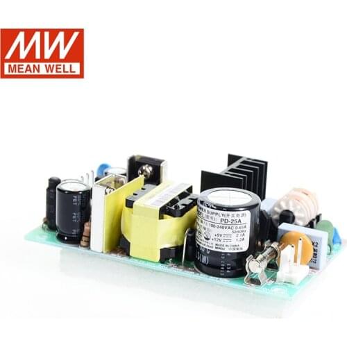 MEAN WELL PD-25A 25W 5V 12V Dual Output Switching Power Supply 110V/220V AC to 5V 12V DC 2.1A 1.2A PCB type open frame SMPS