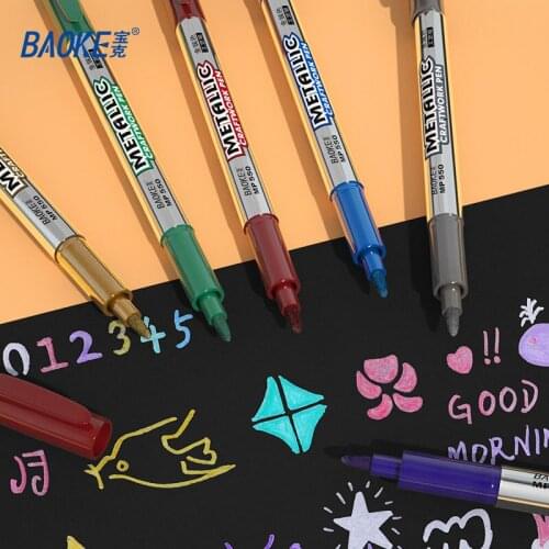 Baoke 6 Colors Metal Craft Marker Pen 1.5mm 2021 Bright Smooth Wear-resistant Anti-drying DIY Comic drawing craft Pen Stationery