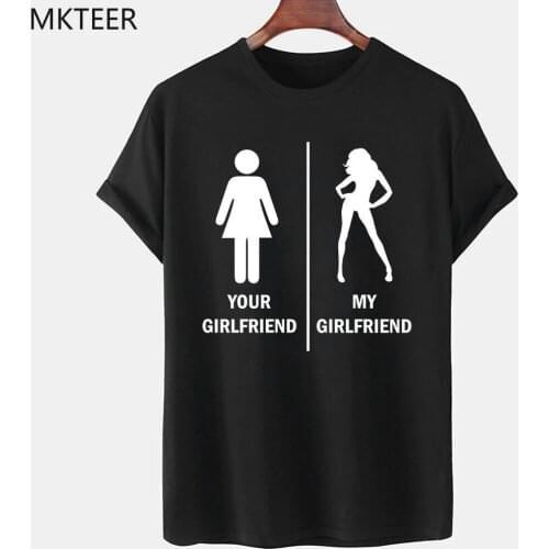 Your girlfriend vs My girlfriend Mens Humor Shirt Funny Graphic Tee T-Shirt Gothic Hip Hop Top Male Harajuku Ulzzang Tshirt