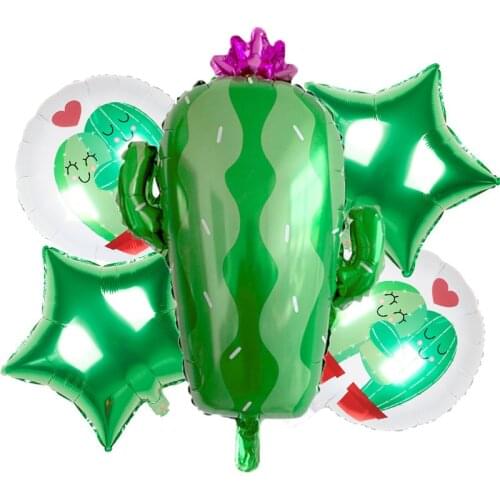 5 pcs cactus balloon set 18 inch round ball cute hug cactus happy friendship balloon birthday party decoration balloon