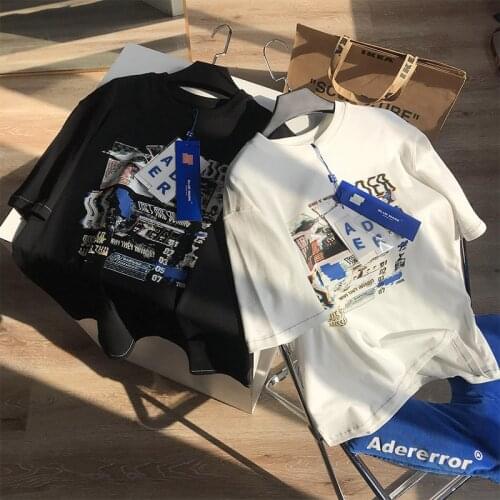 ADER ERROR new trendy brand T-shirt ins loose short-sleeved alien wave twisted pictorial short-sleeved