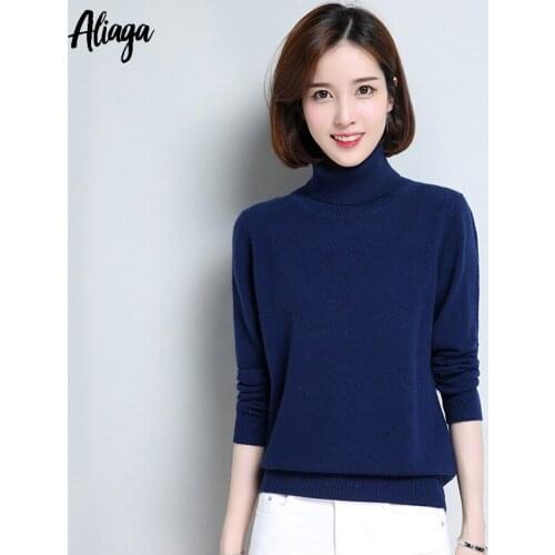Superior 100% Cashmere Sweater Turtleneck Solid Color Oversized Female Autumn Sweater Long Sleeve Warm Womens Knitted Pullovers