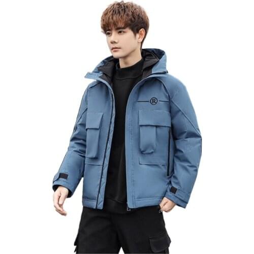 Down Jacket Mens Fashion Workwear New Style Young Puffer Jacket Outerwear Short Thicken Outdoor Warm Winter White Duck Down Coat