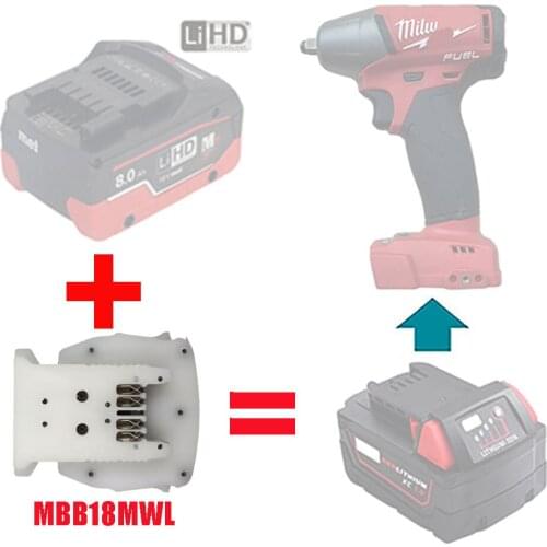 Dawupine MBB18MWL Adapter Converter Connector Use Metabo 18V Li-ion Battery For Milwaukee M18 Lithium Battery Tool