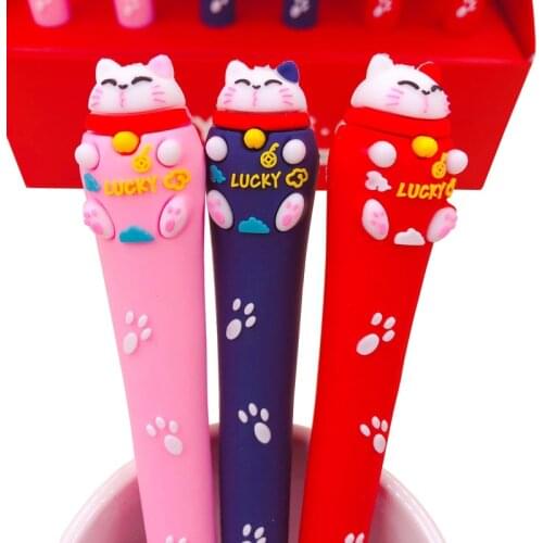 Creative Lucky Cat Gel Pen Cartoon Silicone 0.5 Mm Black Ink Pen Korea Stationery Kawaii School Writing School Office Supplies