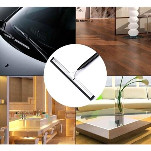 C5AD Short Handle Glass Window Squeegee Stainless Steel Home Mirrors Cleaner for Bathroom Showers Glass Doors Adhesive Holder