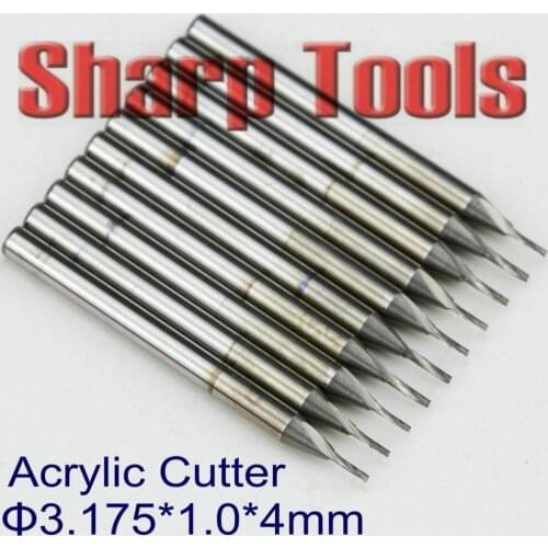 3.175*1.0mm One Flute Spiral Bits CNC Router Cutters Micro Solid Tungsten Carbide Endmill for Acrylic Engraving Cutting Tools