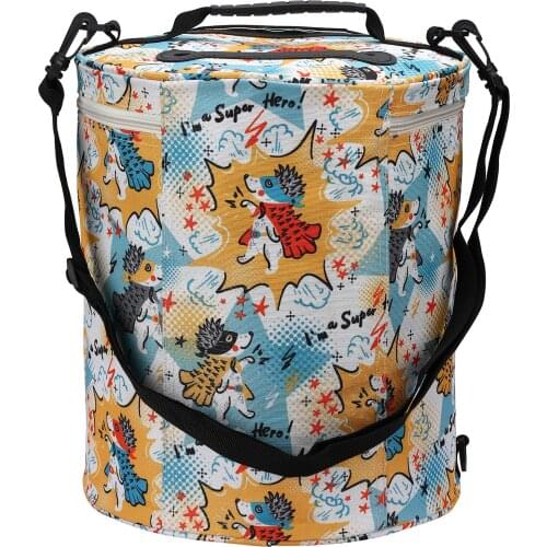 2021 Large Yarn Knitting Tote Bag Yellow Yarn Storage Bags With Hedgehog Animal Knitting Bag For Crochet Hooks and Yarn Balls