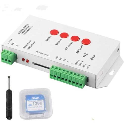 T1000S SD Card WS2801 WS2811 WS2812B LPD6803 LED 2048 Pixels Controller DC5~24V T-1000S RGB Controller
